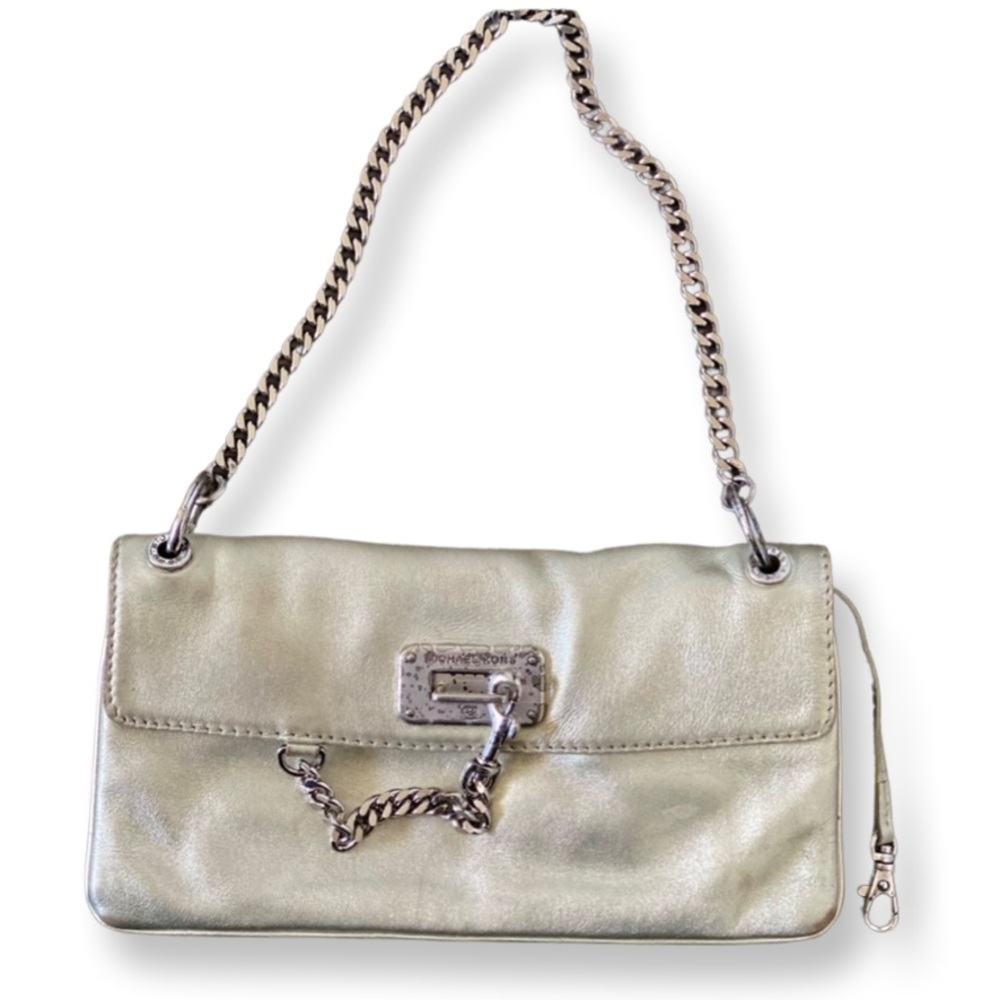 RARE~Vintage Michael Kors Metallic Champagne Purse w/Metal Chain Strap!